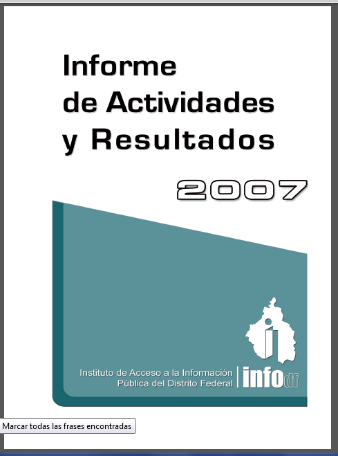 Portada de Informe de actividades y resultados 2007